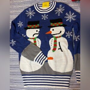 Festive Ugly(?!) Christmas Sweater - like new men’s sm, or wow’s  med Snowman